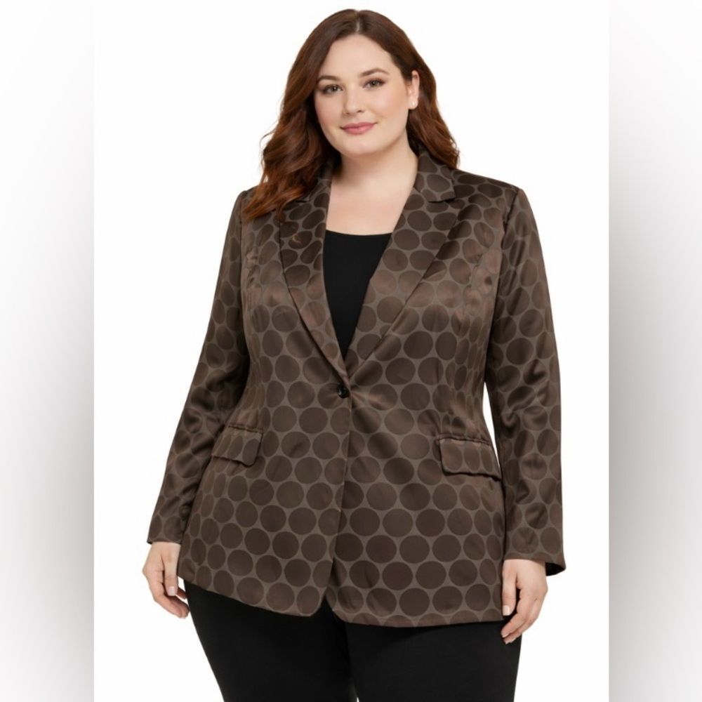 Marina Rinaldi Brown Polka Dot Women's Blazer, size 29